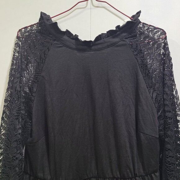 😳BUY 1,GET 2 FREE😳 NWT Black elastic waist, see through cuffed sleeves - Picture 4 of 5